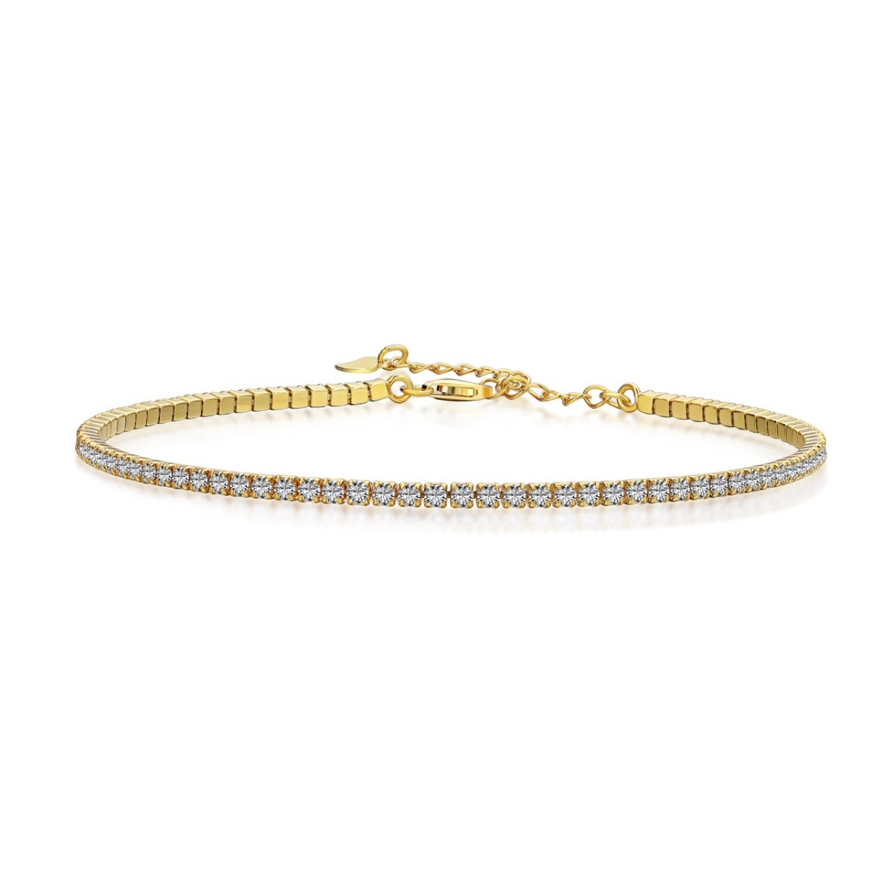 close up image , stone gold anklet , can adjust size